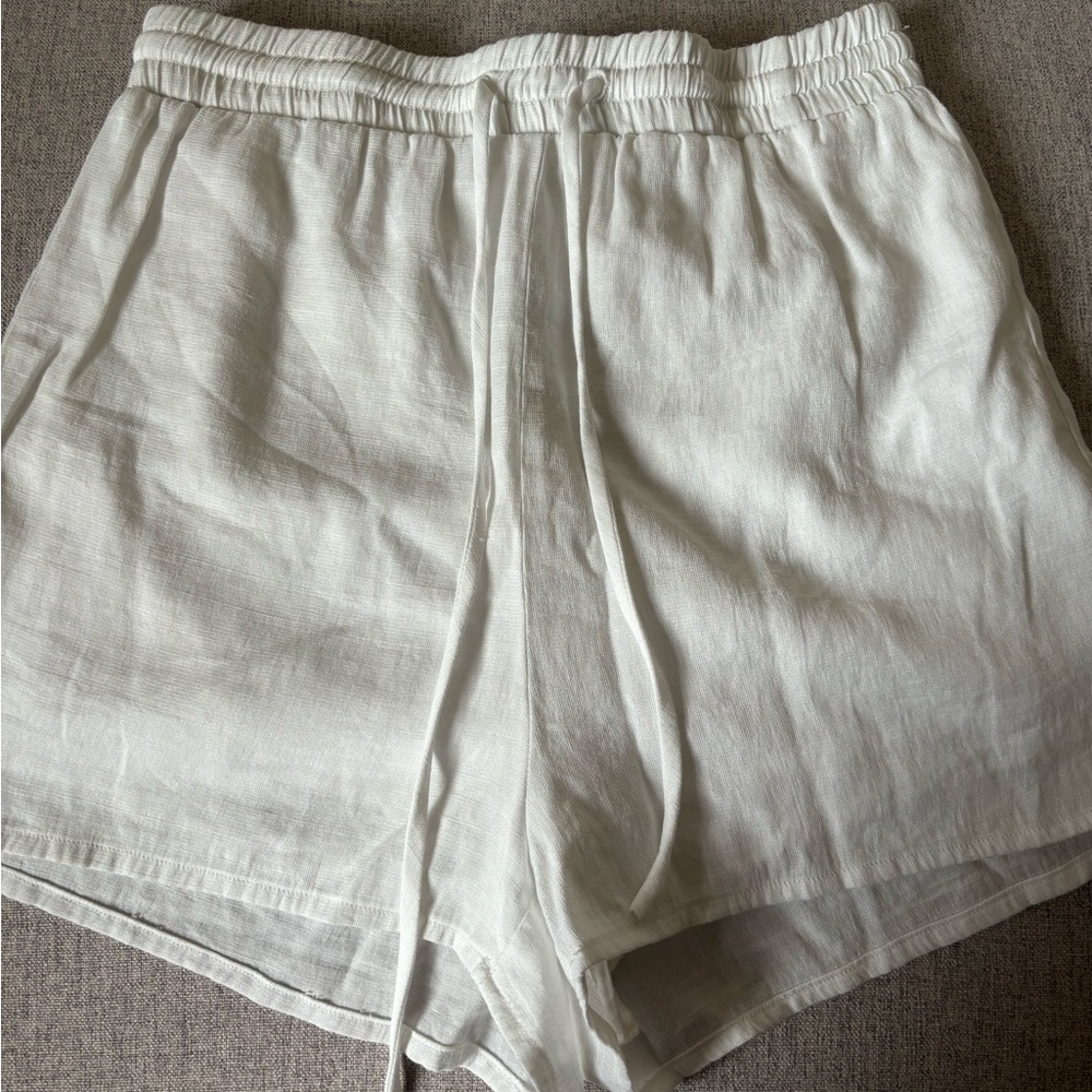 Princess Polly White Linen Shorts